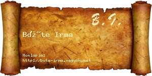Büte Irma névjegykártya